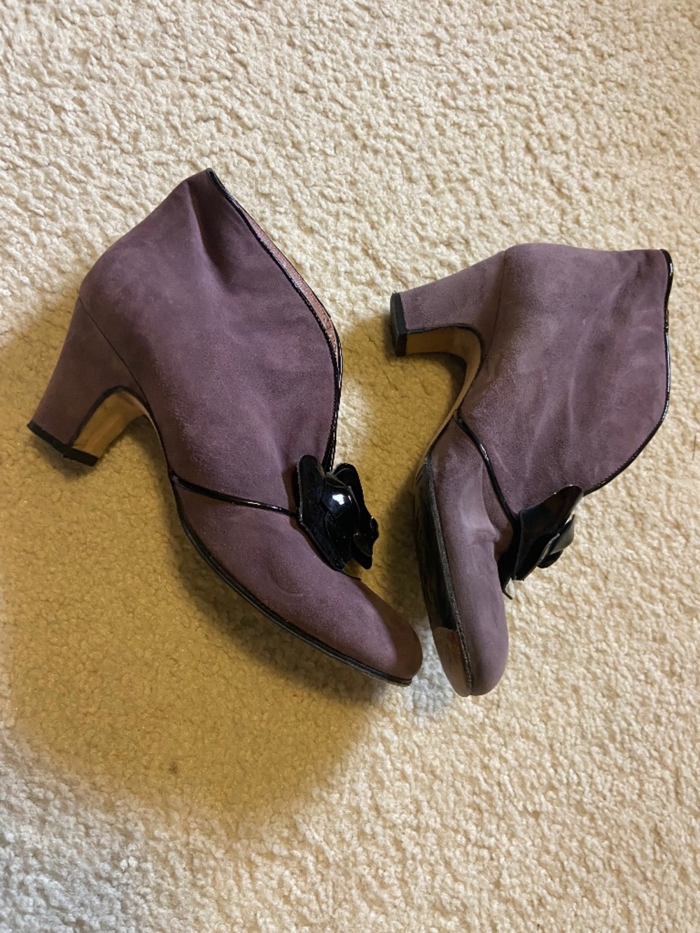 Taryn Rose Italy F 1132 Purple Suede Leather Ankle Boots Rose Detail 38 / 8